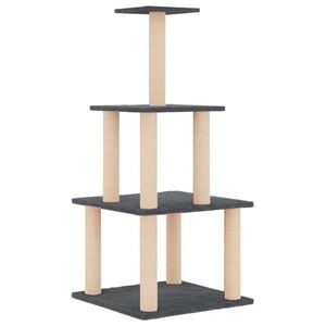 vidaXL Draskyklė katėms su stovais i&scaron; sizalio, tamsiai pilka, 111cm