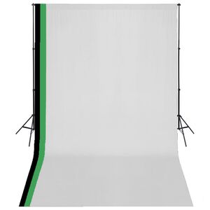vidaXL Fotostudijos kompl. su 3 medviln. fonais ir regul. rėmu, 3x5m