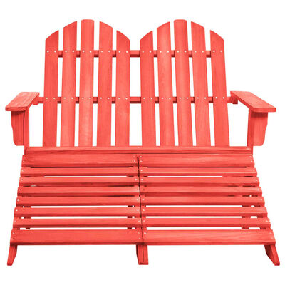 vidaXL Dvivietė sodo Adirondack kėdė ir otomanė, raudona, eglė