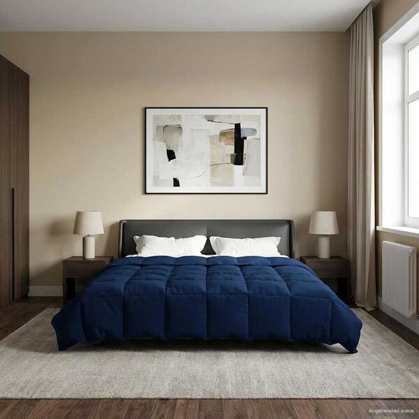 vidaXL Vasaros antklodė Tamsiai mėlyna 220 x 240 cm Mikropluo&scaron;tas