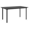vidaXL Sodo valgomojo stalas, juodas, 150x80x74cm, plienas ir stiklas