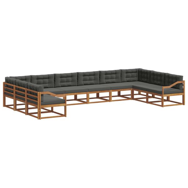 vidaXL Lauko sofos komplektas 10 pcs Natūralus ir antracitas