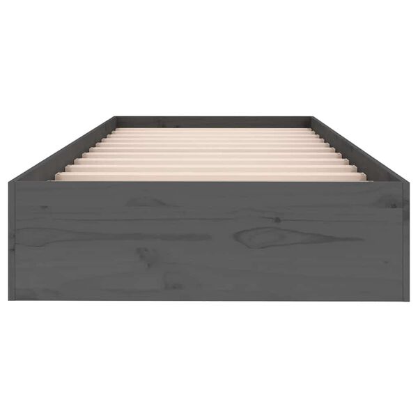 vidaXL Lovos rėmas, pilkas, 75x190cm, medienos masyvas, vienvietis