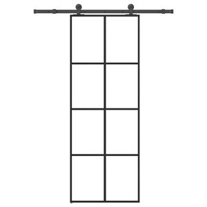 vidaXL Stumdomos durys su įrangos rinkiniu, 76x205cm, ESG ir aliuminis