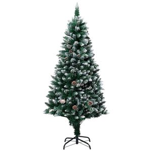 vidaXL Dirbtinė Kalėdų eglutė su kankorėžiais ir baltu sniegu, 150cm