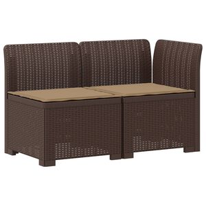 vidaXL 2-Vietis Sodo Sofas su Pagalvėlėmis, Atrodo kaip Ratano PP Ruda