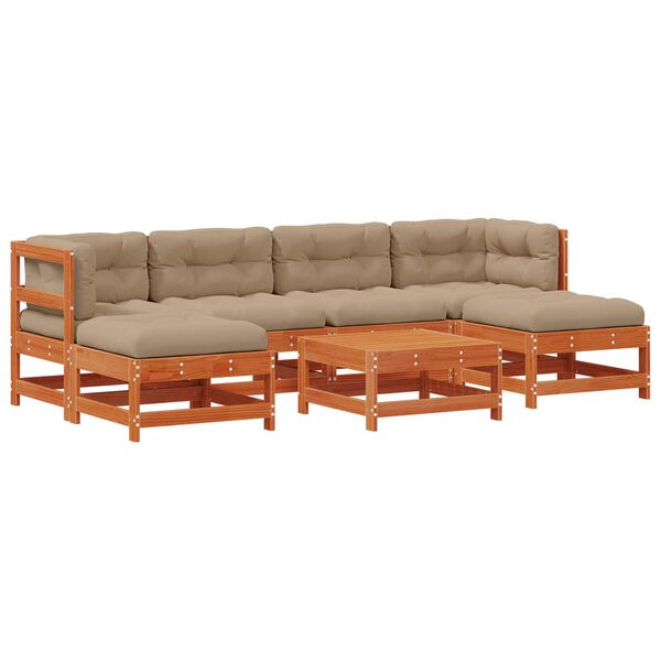 vidaXL Sodo poilsio komplektas 7 pcs Va&scaron;ko Ruda Tvirtas pu&scaron;ies medis