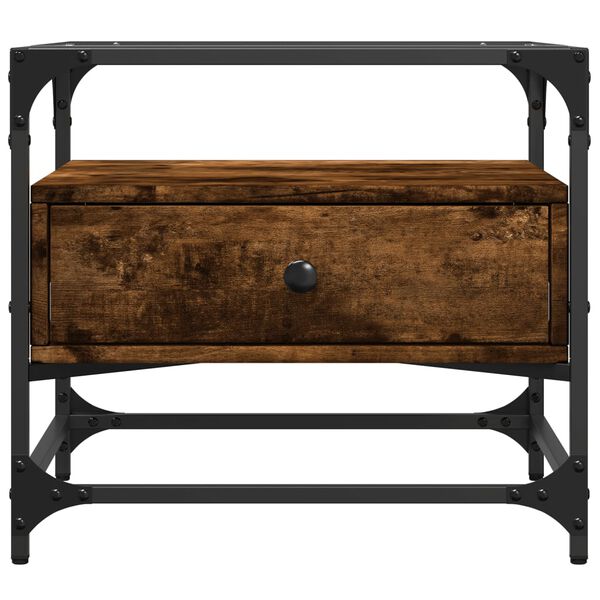 vidaXL Kavos staliukas, dūminio ąžuolo, 50x50x45cm, plienas