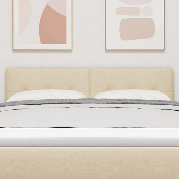 vidaXL LED galvūgalis su galvūgalio Kreminė 144 cm Poliesteris