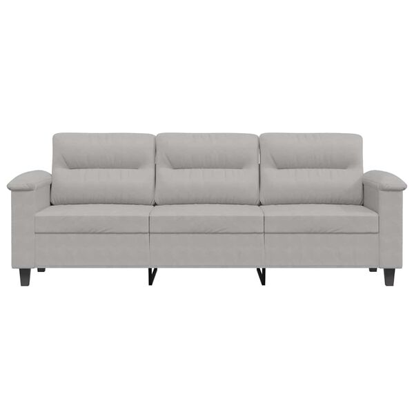 vidaXL Trivietė sofa, &scaron;viesiai pilka, 180cm, mikropluo&scaron;to audinys