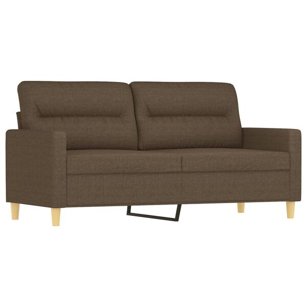 vidaXL Dvivietė sofa su pagalvėmis, ruda, 140cm, audinys