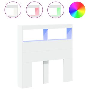 vidaXL Galvūgalis-spintelė su LED, baltos spalvos, 100x17x102cm