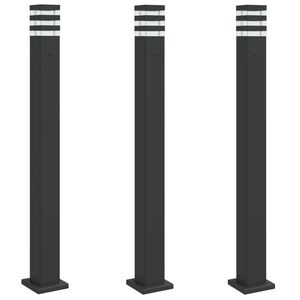 vidaXL Lauko &scaron;viestuvas su i&scaron;vedimu, 3vnt., juodi, 110cm, aliuminis