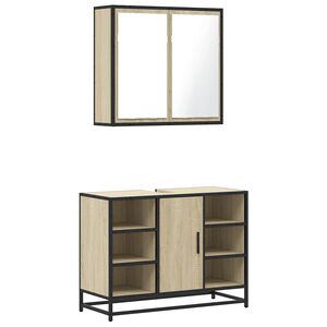 vidaXL Vonios baldų komplektas, 2 dalių, ąžuolo, apdirbta mediena