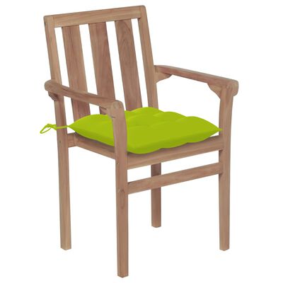 vidaXL Sodo kėdės su šviesiai žaliomis pagalvėlėmis, 2vnt., tikmedis