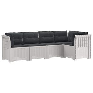 vidaXL 5-vietė sodo sofa su pagalvėlėmis Rataninio i&scaron;vaizdos PP Balta