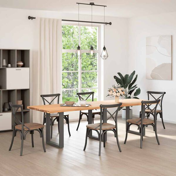 vidaXL Valgomojo stalo kojos, 3 vnt., antracito spalvos, 70x(72-73) cm, plienas, U formos