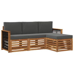 vidaXL Lauko sofos komplektas su pagalve 4 pcs Natūralus ir antracitas