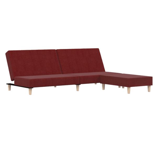 vidaXL Dvivietė sofa-lova su pakoja, vyno raudonos spalvos, audinys