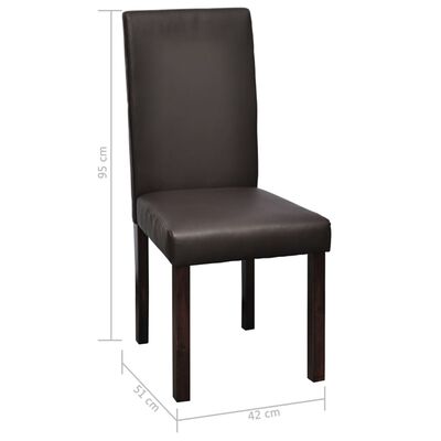 vidaXL Valgomojo kėdės, 4vnt., rudos, dirbtinė oda