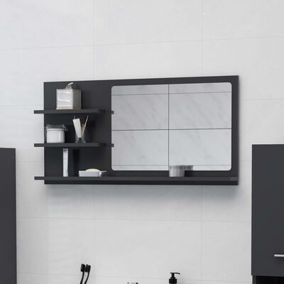 vidaXL Vonios kambario veidrodis, pilkos spalvos, 90x10,5x45cm, MDP