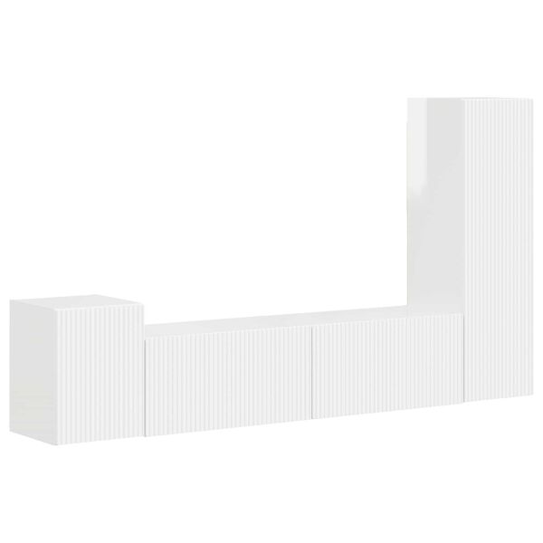 vidaXL TV spintelių komplektas 4 pcs Auk&scaron;tai blizganti balta