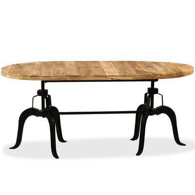 vidaXL Valgomojo stalas, masyvi mango mediena, plieninės kojos, 180cm