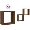 vidaXL Wall Cube Lentynos 2 vnt Rudas ąžuolas 30x15x30 cm