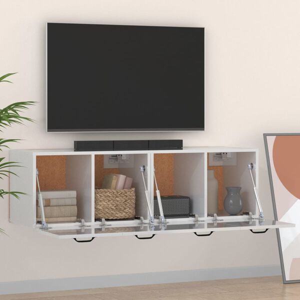 vidaXL Spintelės, 2vnt., baltos, 80x36,5x35cm, mediena, blizgios