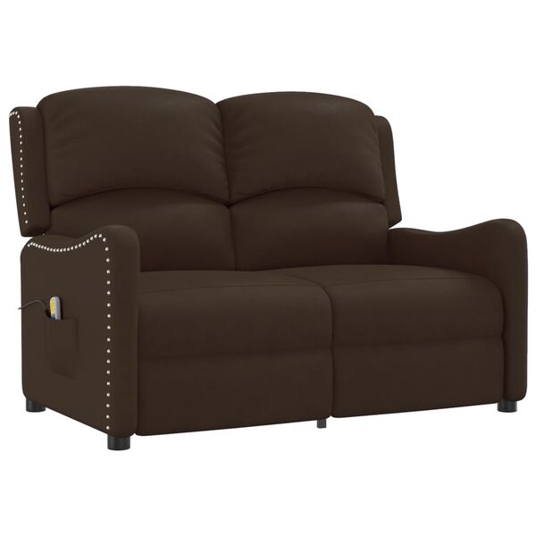 vidaXL Dvivietis atlošiamas masažinis krėslas, rudas, dirbtinė oda