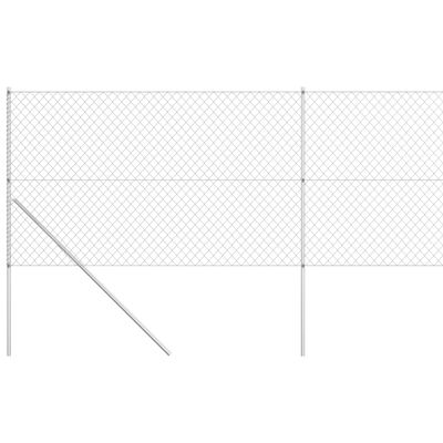 vidaXL Tinklinė tvora su stulpais, sidabrinė, 15x1,5m, plienas