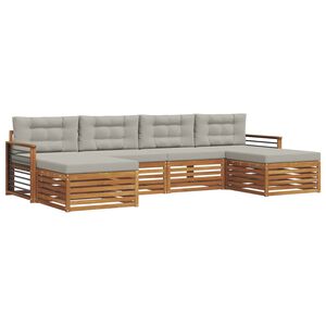 vidaXL Sofų komplektai su pagalve 6 pcs Natūrali ir &scaron;viesiai pilka