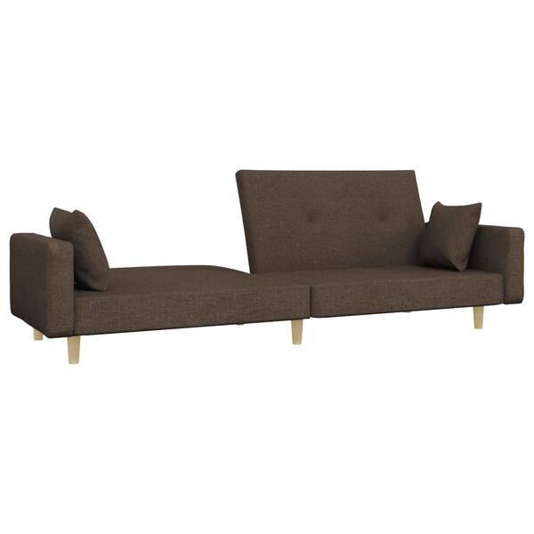 vidaXL Dvivietė sofa-lova su dvejomis pagalvėmis, taupe, audinys