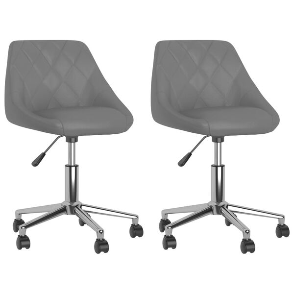 vidaXL Pasukamos valgomojo kėdės, 2vnt., pilkos spalvos, dirbtinė oda