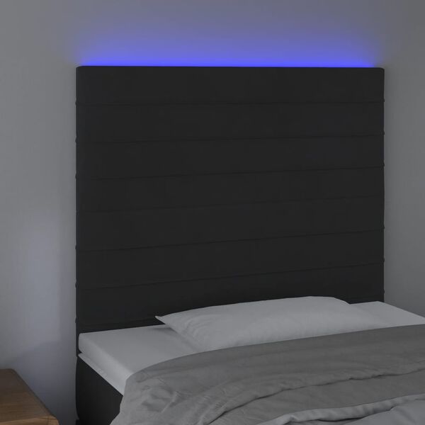vidaXL Galvūgalis su LED, juodos spalvos, 100x5x118/128cm, aksomas