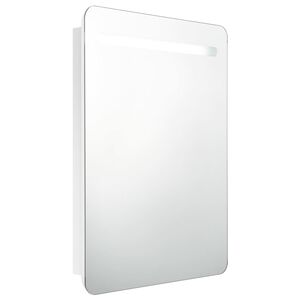 vidaXL Veidrodinė vonios spintelė su LED ap&scaron;vietimu, balta, 60x11x80cm