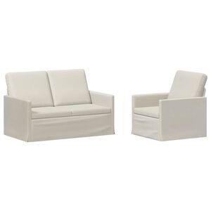 vidaXL Sofos komplektas 2 pcs Kreminė Aksomas