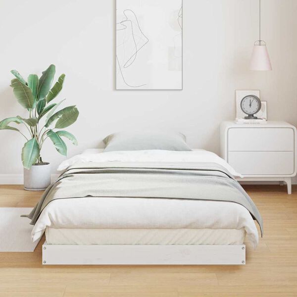 vidaXL Grindų lovos rėmas Balta 213.5 x 104 x 9 cm
