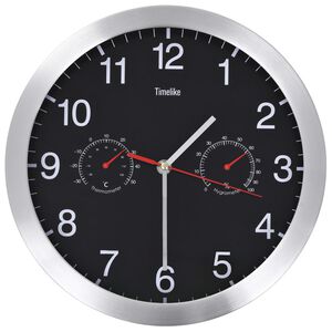 vidaXL Sieninis laikrodis su kvarciniu mechanizmu, juodas, 30cm