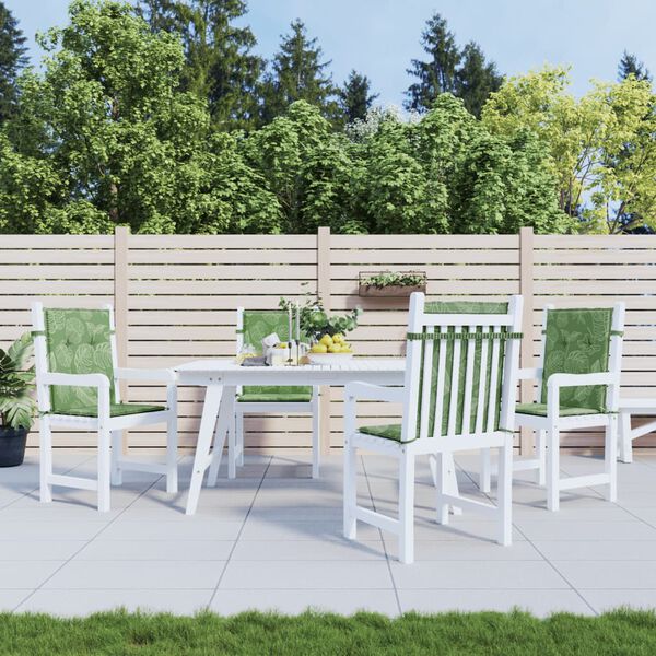 vidaXL Kėdės pagalvėlės, 4vnt., audinys, su lapais