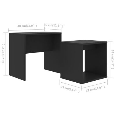 vidaXL Kavos staliukų komplektas, juodos spalvos, 48x30x45cm, MDP