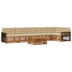 vidaXL Lauko sofos komplektas su pagalve 7 pcs Natūralus ir bežinis