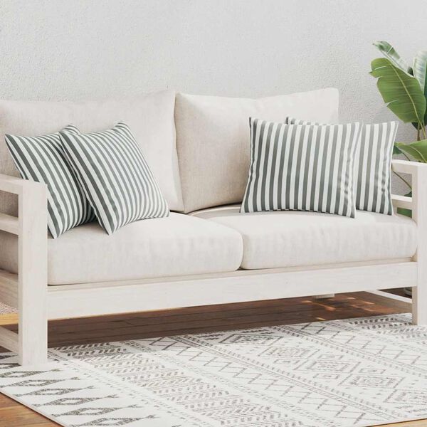 vidaXL Lauko pagalvės, 4 vnt., pilkos, 45x45 cm, dryžuotos