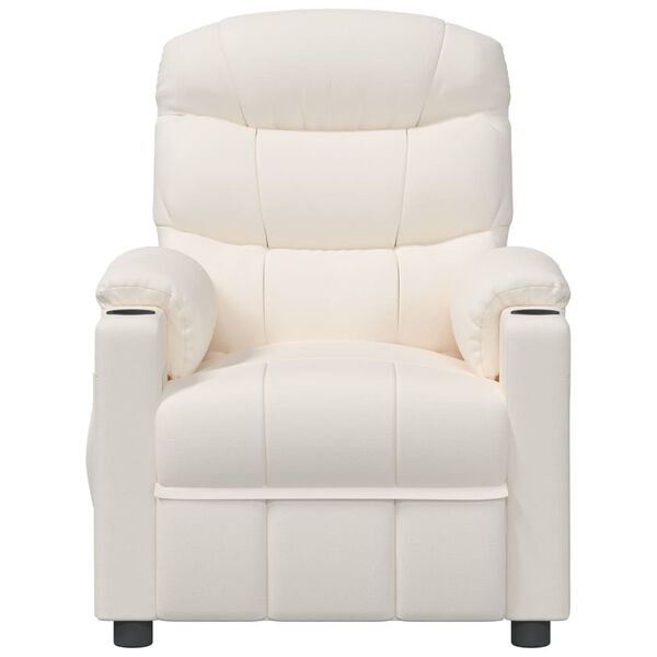 vidaXL Atsistojantis masažinis krėslas, kreminis, dirbtinė oda