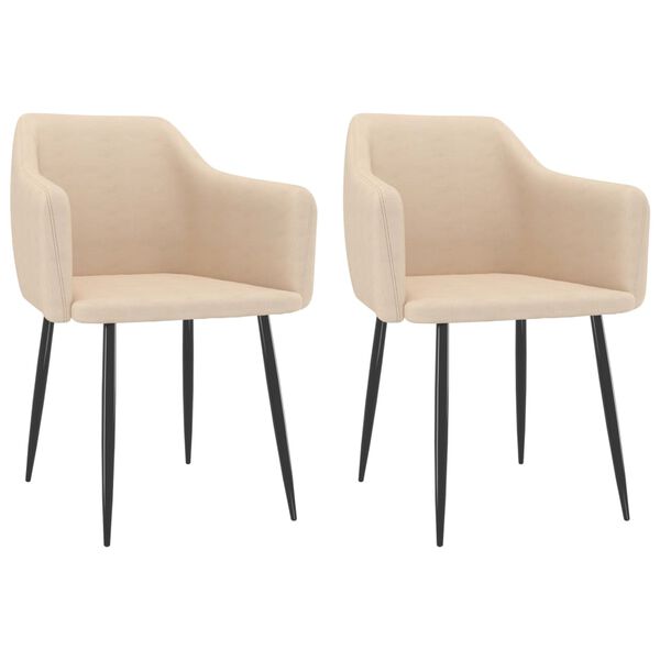 vidaXL Valgomojo kėdės, 2vnt., kreminės spalvos, audinys