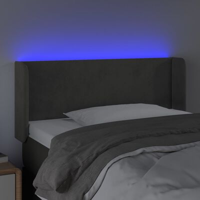 vidaXL Galvūgalis su LED, tamsiai pilkas, 93x16x78/88cm, aksomas