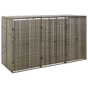 vidaXL Konteinerių stoginė, pilka, 207x80x117cm, poliratanas, trivietė