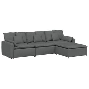 vidaXL Modulinė sofa su pakoja ir pagalvėlėmis, tamsiai pilka