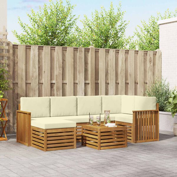 vidaXL Sofų komplektai su pagalve 7 pcs Natūralus ir grietinėlė