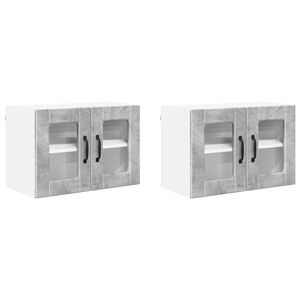 vidaXL Sieninis stiklinis kabinetas PORTO 2 pcs Betono pilka